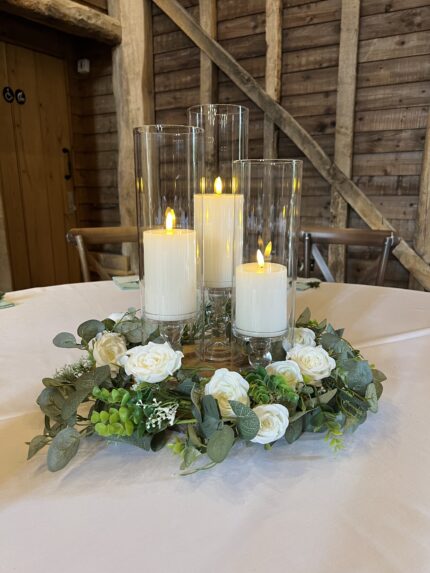 Floral Wreath, Vase & Candles